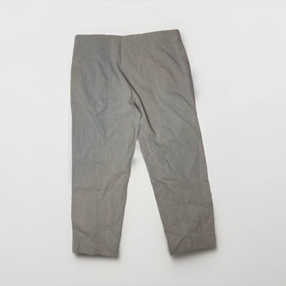 EILEEN FISHER Pants 8 Linen Blend Cargo Utility Cropped Capri Gray Neutral - Picture 2 of 6